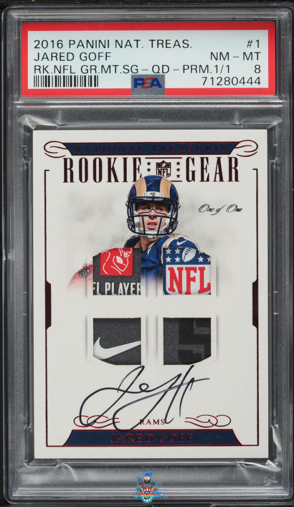 2016 National Treasures Rookie NFL Gear Quad Material Signature Prime Jared Goff #1 /1