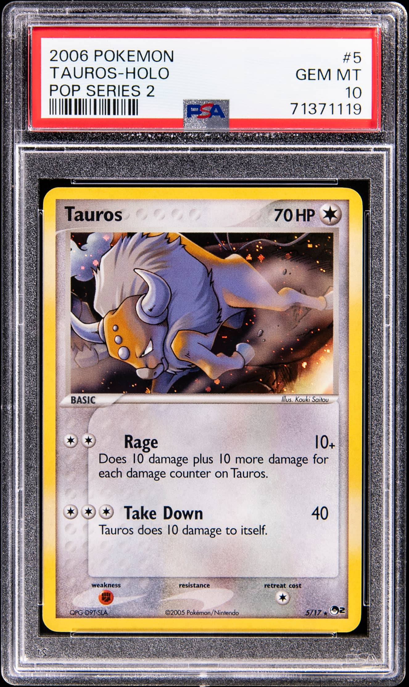 2006 Pokemon Pop Series 2 Holo Tauros #5