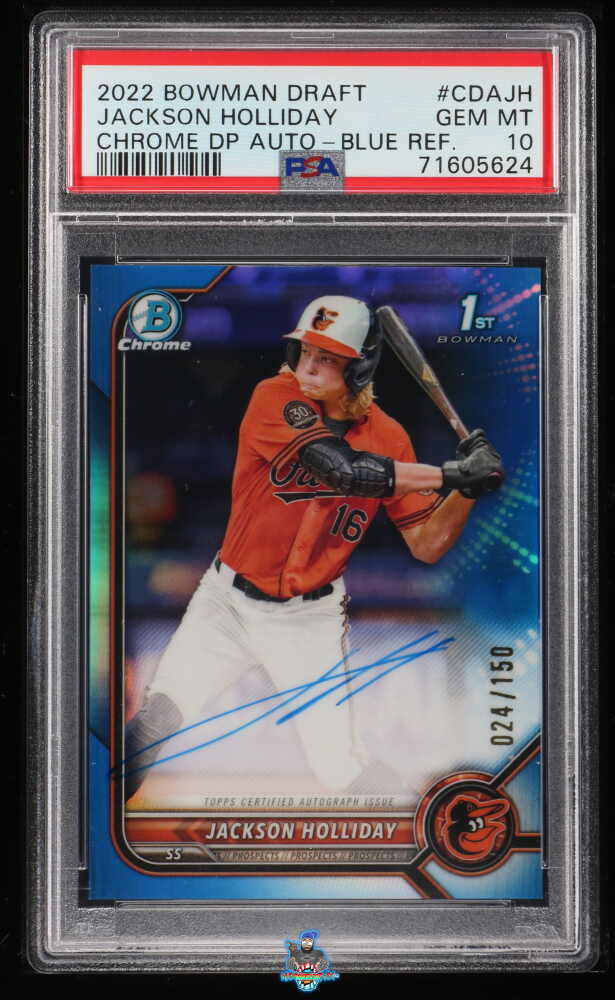 2022 Bowman Draft Chrome Autograph Blue Refractor Jackson Holliday #CDAJH /150