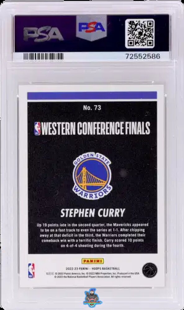 Back of 2022 Hoops Road To the Finals Stephen Curry #73 /499