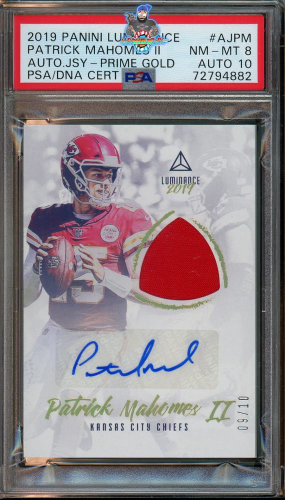 2019 Panini Luminance Jersey Autograph Prime Gold Patrick Mahomes II #1 /10