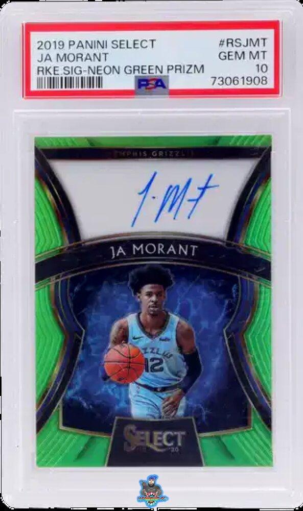 2019 Panini Select Rookie Signature Neon Green Prizm Ja Morant #RSJMT /49