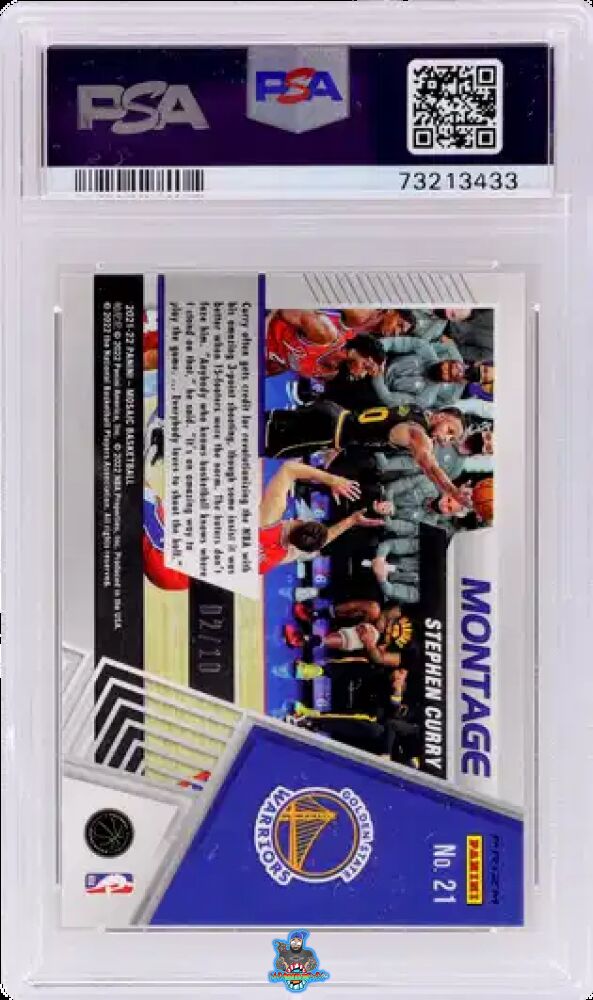 Back of 2021 Panini Mosaic Montage Mosaic Gold Stephen Curry #21 /10