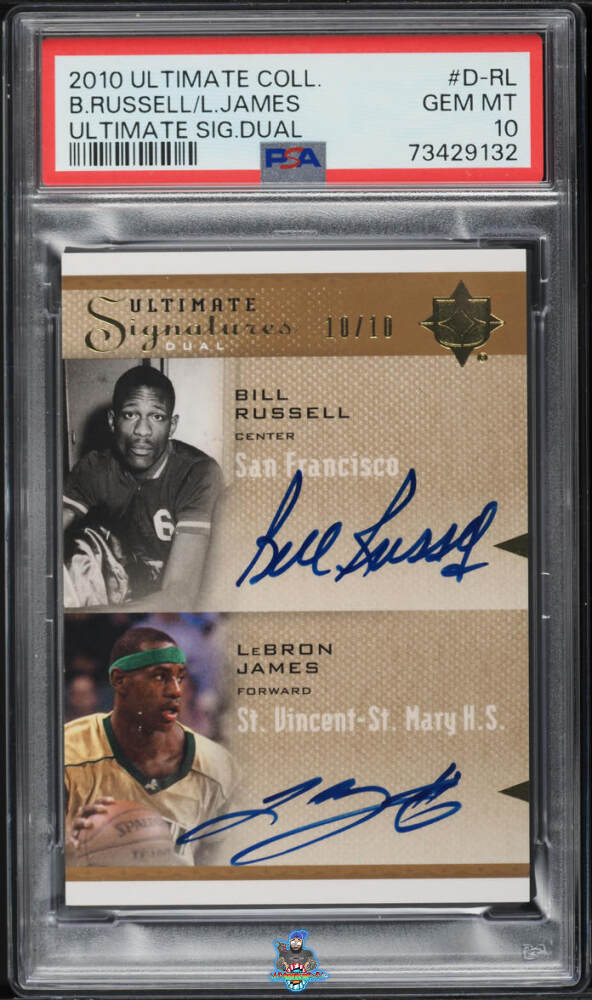 2010 Ultimate Collection Dual Signatures Bill Russell/Lebron James #DRL /10