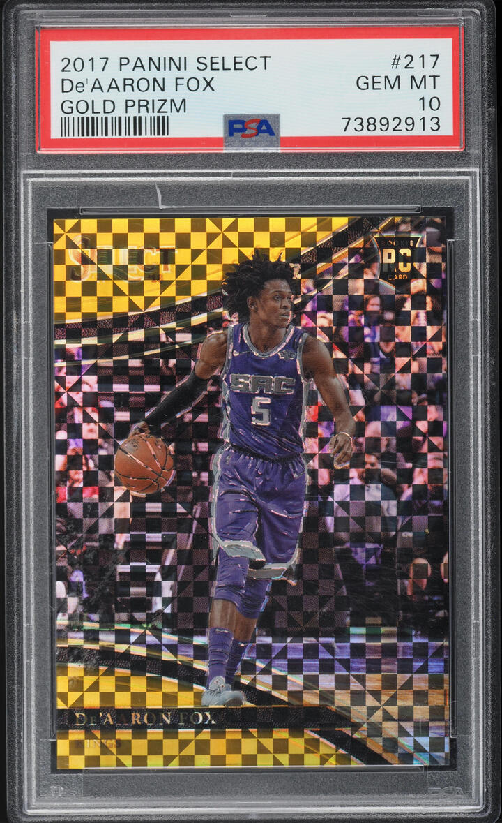 2017 Panini Select Courtside Gold Prizm De'Aaron Fox #217 /10