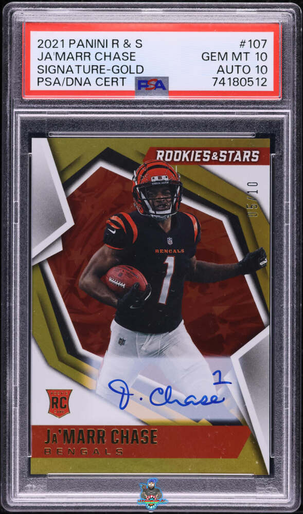 2021 Panini Rookies and Stars Signature Gold Ja'Marr Chase #107 /10