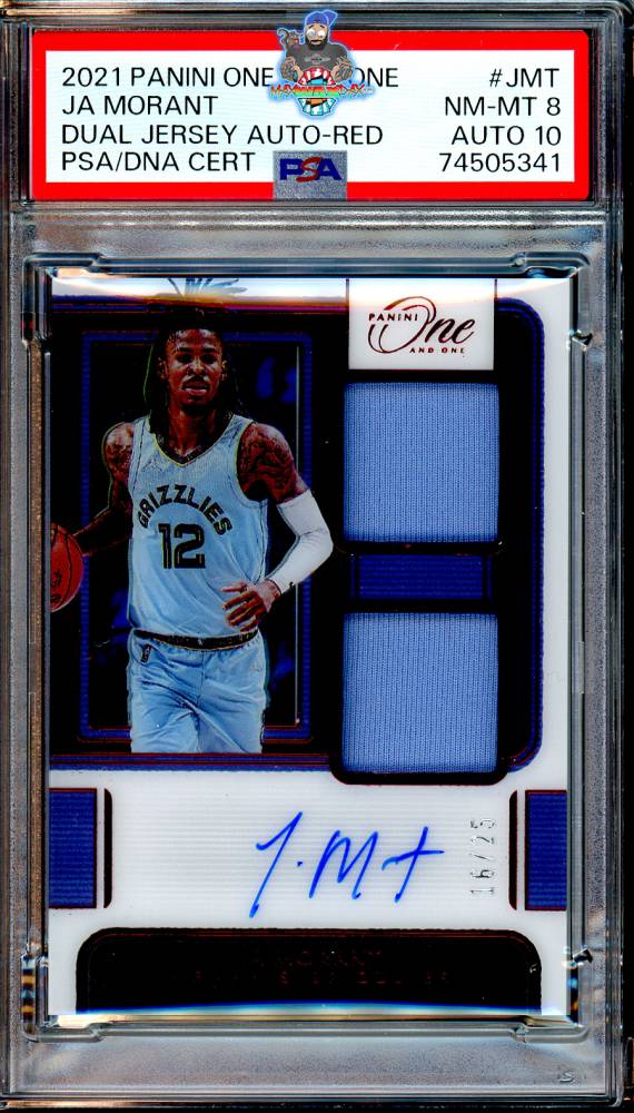 2021 Panini One and One Dual Jersey Autograph Red Ja Morant #16 /25