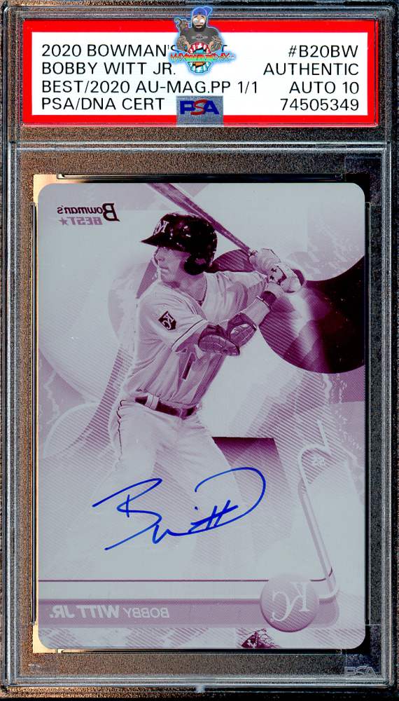 2020 Bowman's Best Best of '20 Autograph Printing Plates Magenta Bobby Witt Jr. #B20BW /1