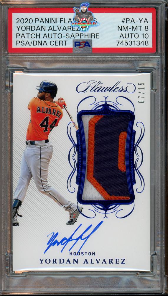 2020 Panini Flawless Patch Autograph Sapphire Yordan Alvarez #5 /15