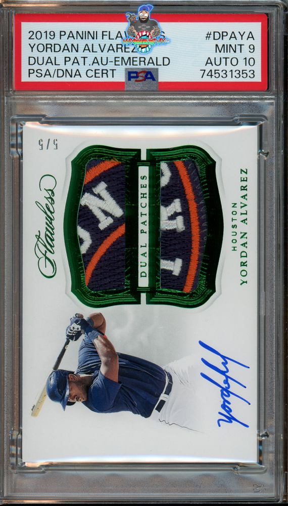 2019 Panini Flawless Dual Patches Autograph Emerald Yordan Alvarez #13 /5