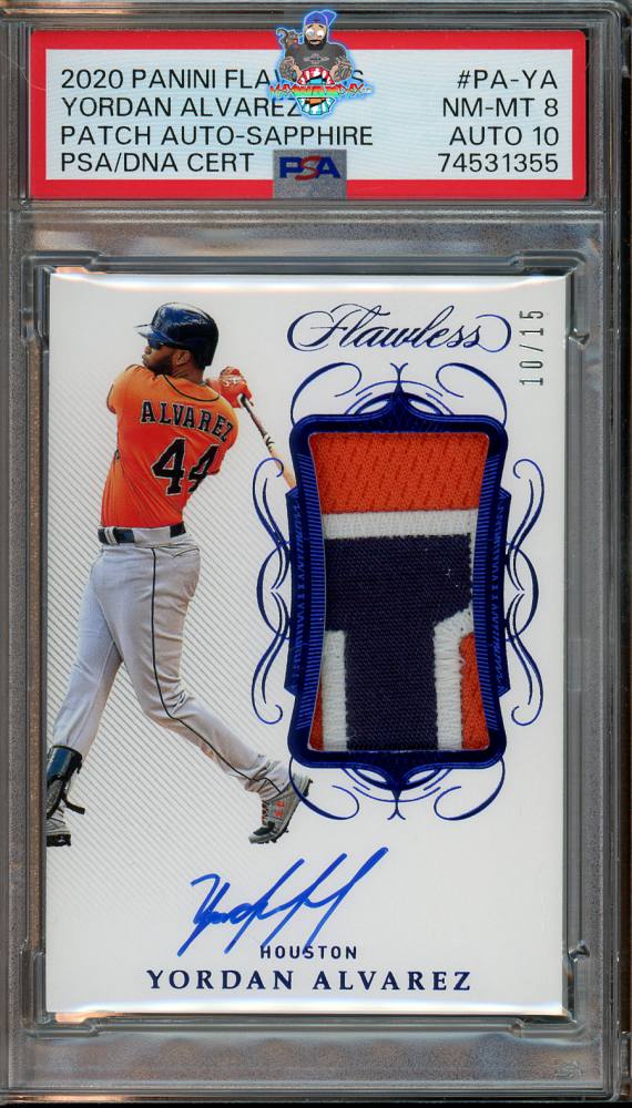 2020 Panini Flawless Patch Autograph Sapphire Yordan Alvarez #5 /15