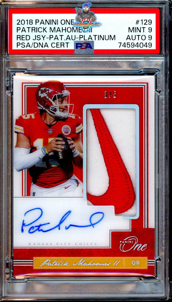 2018 Panini One Red Jersey Patch Autograph Platinum Patrick Mahomes II #129 /5
