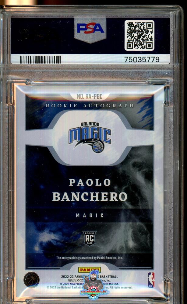 Back of 2022 Panini Origins Rookie Autograph Paolo Banchero #8