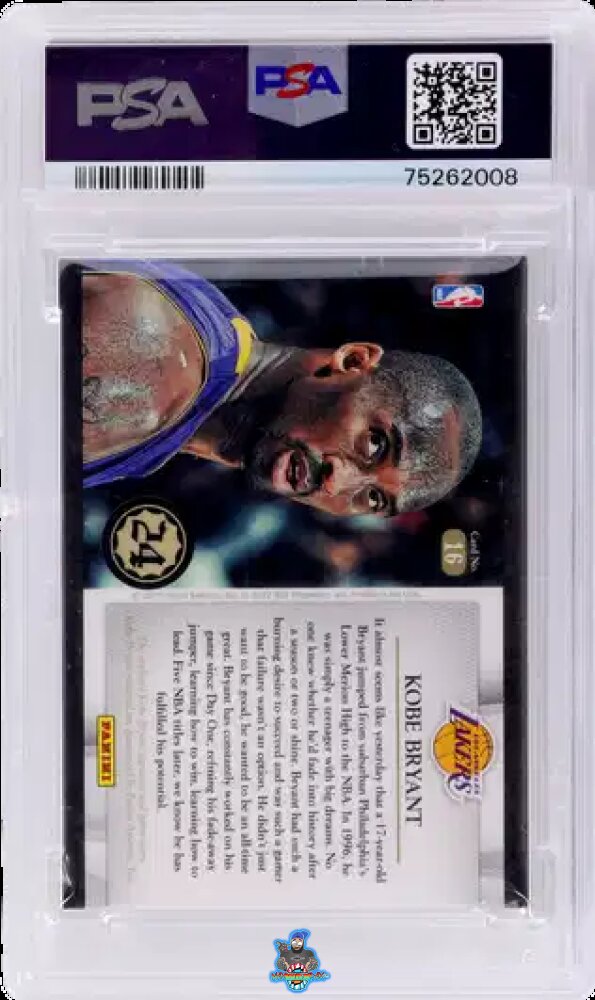 Back of 2012 Panini Kobe Anthology Memorabilia Autograph Kobe Bryant #16 /24