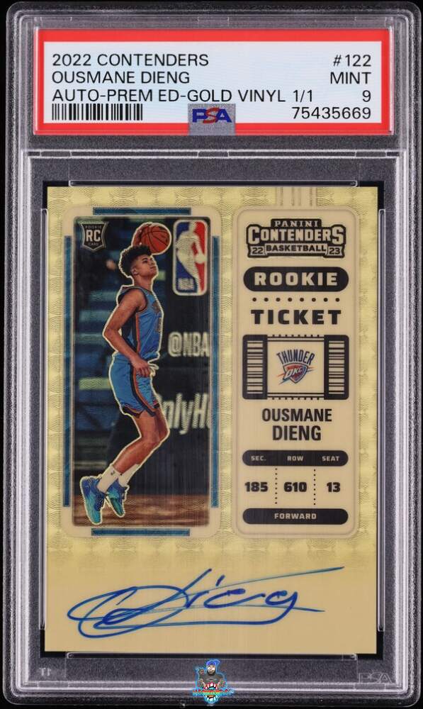 2022 Panini Contenders Autograph-Premium Edition-Gold Vinyl 1/1 Ousmane Dieng #122