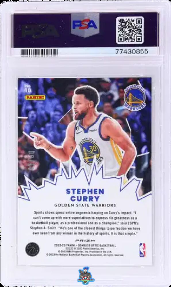 Back of 2022 Donruss Optic My House Gold Stephen Curry #10 /10