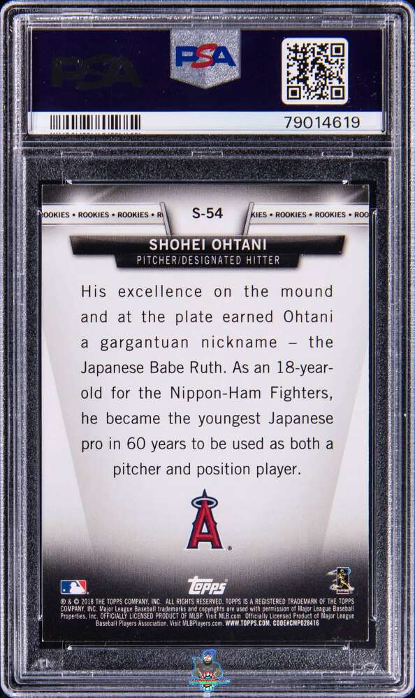 Back of 2022 Topps Archives Signatures Series '18 Topps Salute Shohei Ohtani #S-54 /1