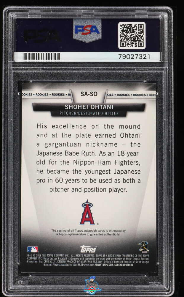 Back of 2018 Topps Salute Autograph Red Shohei Ohtani #SASO /25