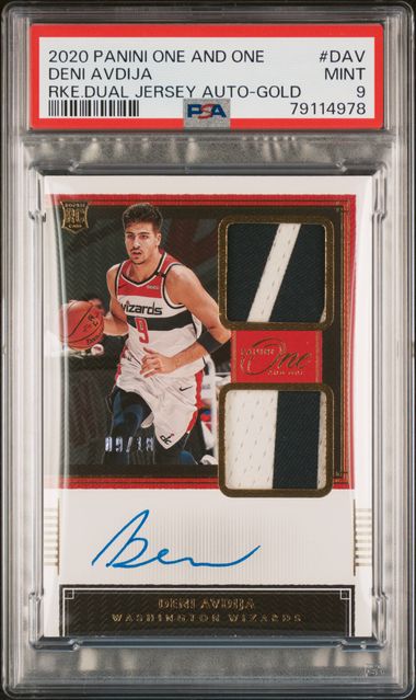 2020 Panini One and One Rookie Dual Jersey Autographs Gold Deni Avdija #DAV