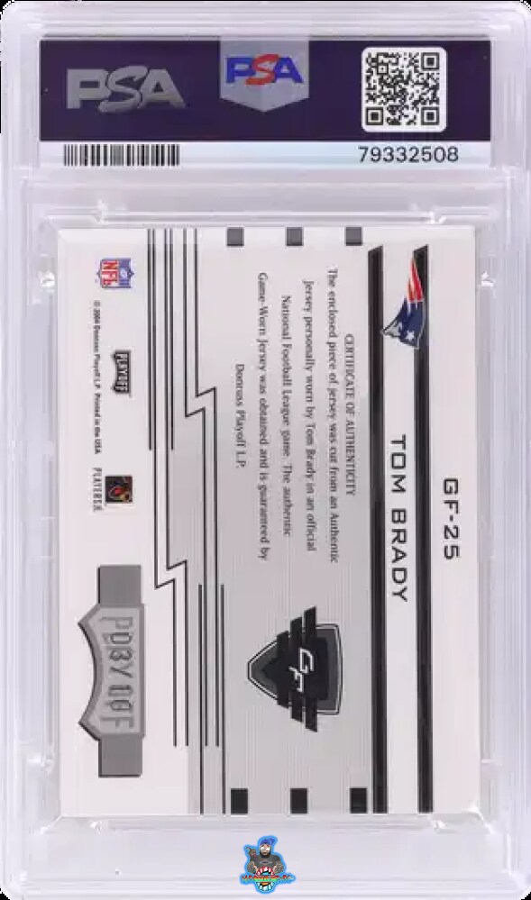 Back of 2004 Playoff Absolute Memorabilia Gridiron Force Jersey Platinum Tom Brady #GF25 /10
