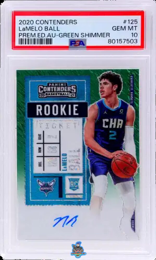 2020 Panini Contenders Rookie Ticket Autograph Premium Edition Green Shimmer Lamelo Ball #125