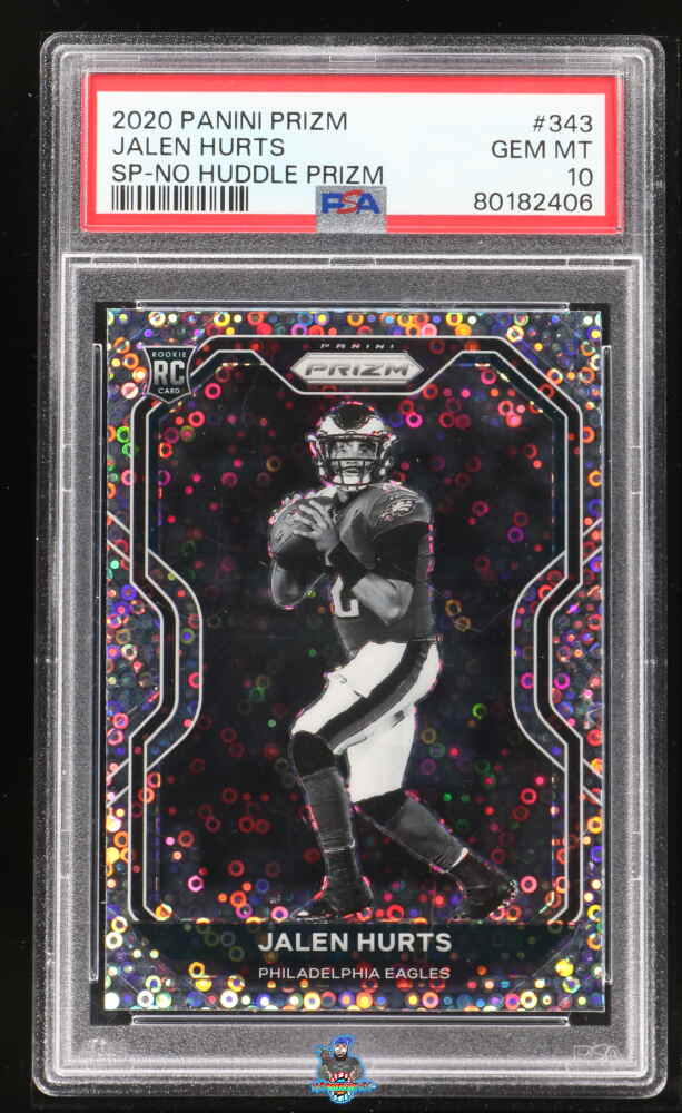 2020 Panini Prizm Black and White Variation No Huddle Prizm Jalen Hurts #12