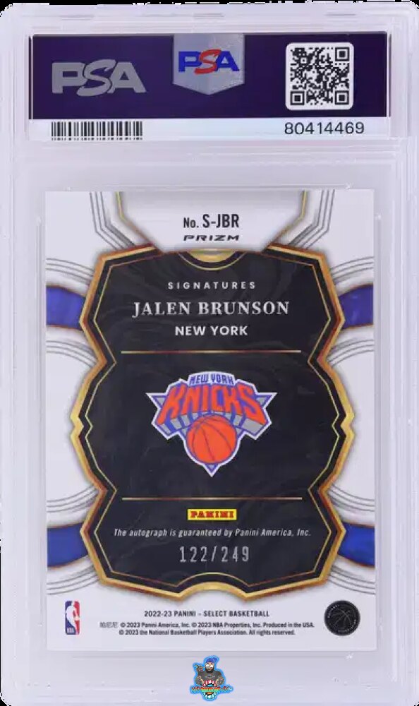 Back of 2022 Panini Select Signature Jalen Brunson #S-JBR /249