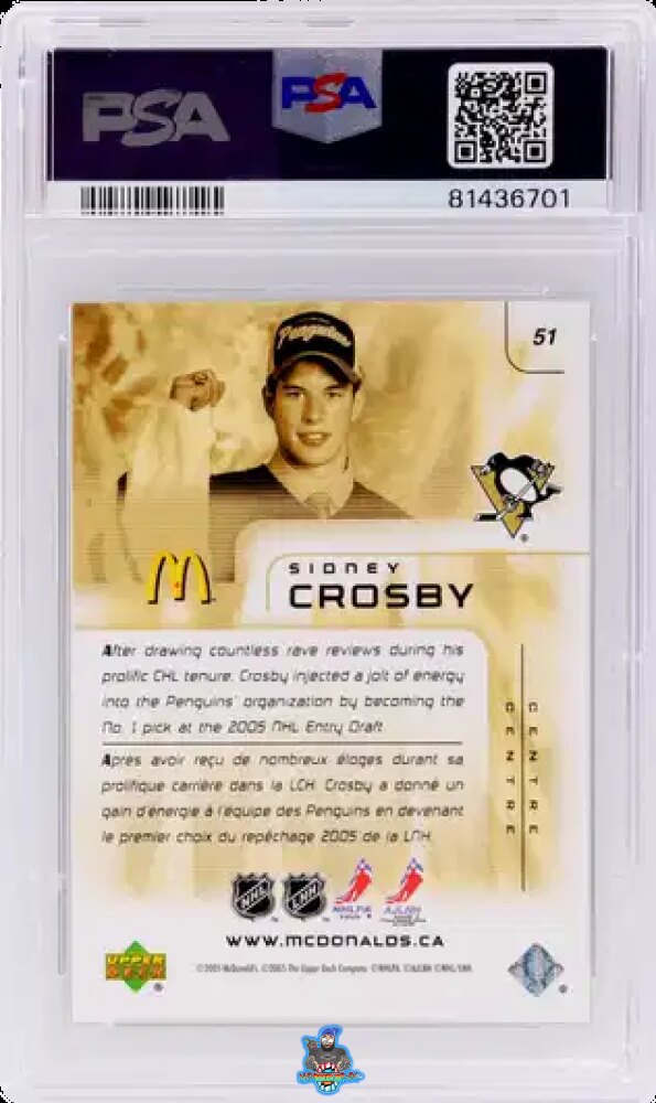 Back of 2005 Upper Deck Mcdonald's Sidney Crosby #51