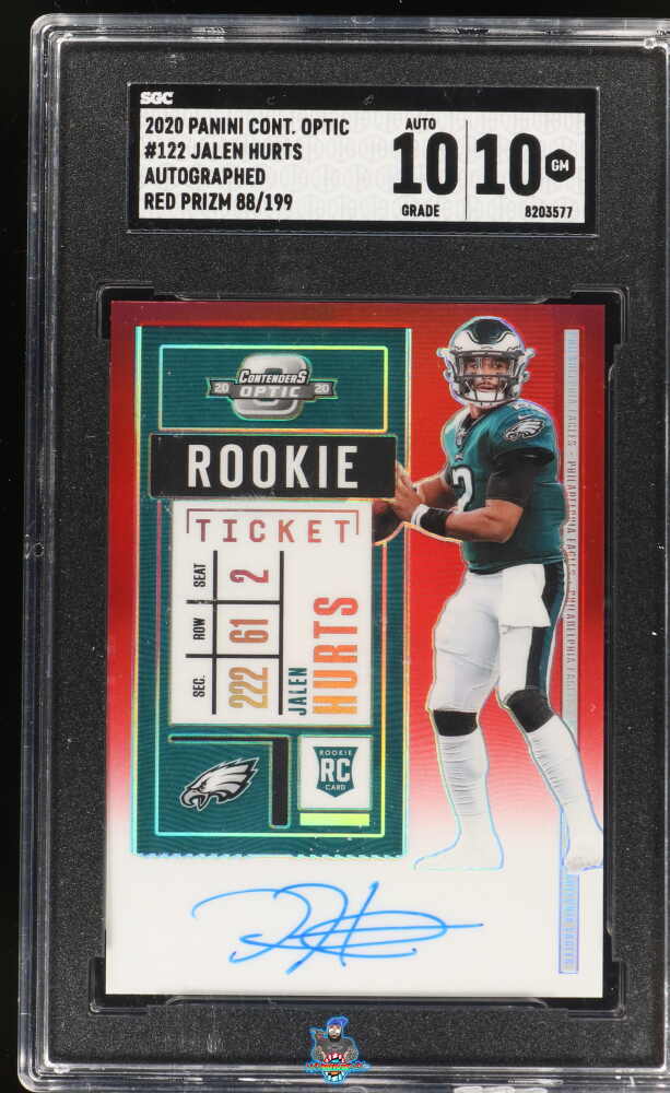 2020 Panini Contenders Optic Auto. Red Prizm Jalen Hurts #122