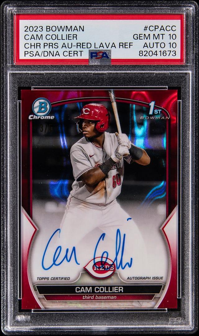 2023 Bowman Chrome Prospect Autograph Red Lava Refractor Cam Collier #CPACC /5