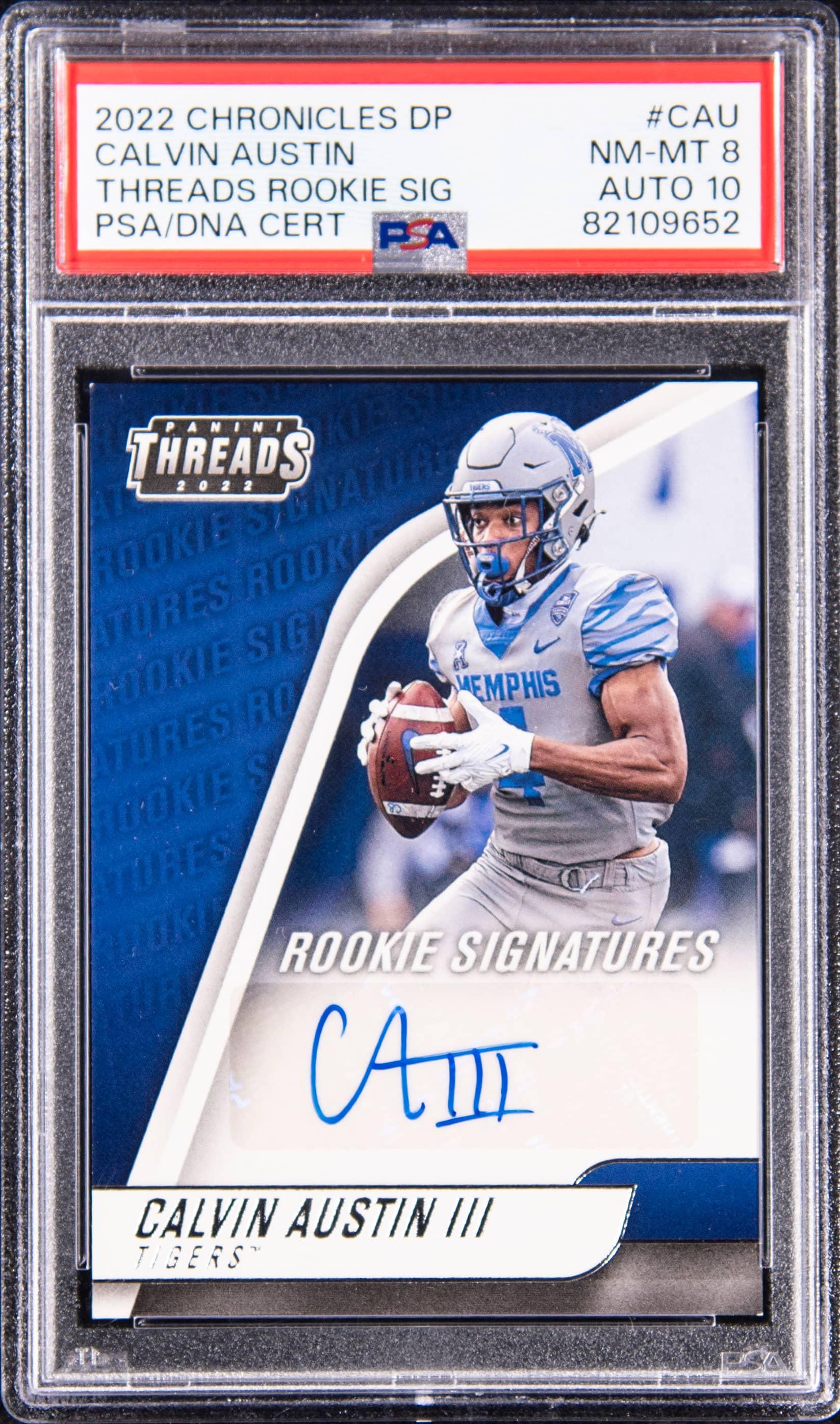 2022 Panini Chronicles Draft Picks Threads Rookie Signatures Calvin Austin III #CAU