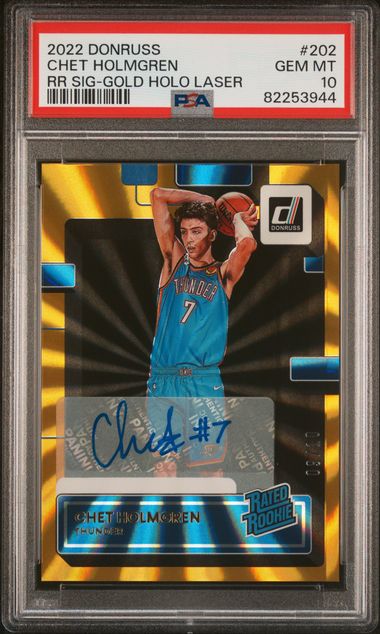 2022 Donruss Rated Rookie Signature Holo Gold Laser Chet Holmgren #202 /10