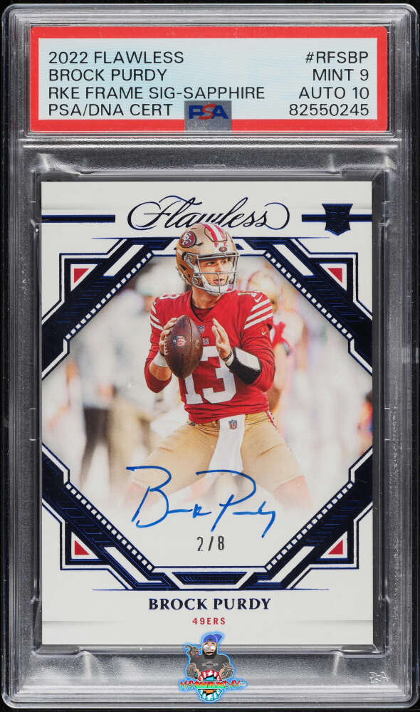 2022 Panini Flawless Rookie Frame Signature Sapphire Brock Purdy #19 /8