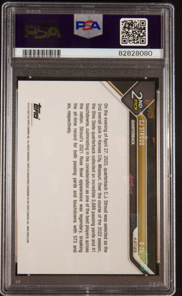 Back of 2023 Topps Now Autograph Silver CJ Stroud #D2AG /199