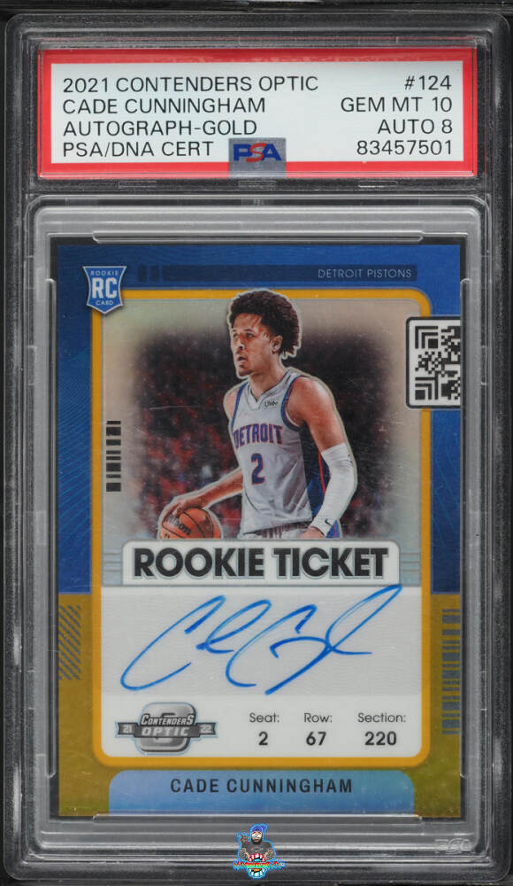 2021 Panini Contenders Optic Rookie Ticket Autograph Gold Cade Cunningham #124 /10