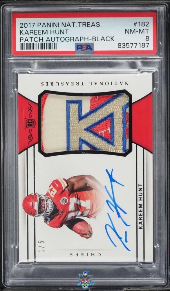 2017 National Treasures Patch Autograph Black Kareem Hunt #182 /5