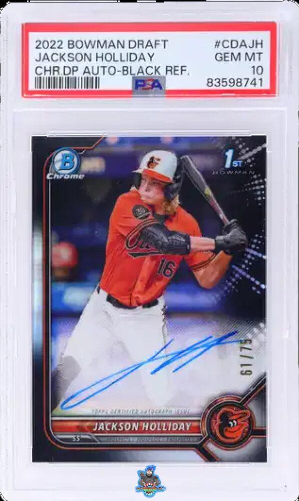 2022 Bowman Draft Chrome Autograph Black Refractor Jackson Holliday #CDAJH /75