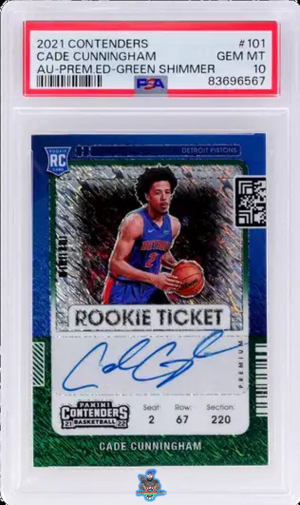 2021 Panini Contenders Rookie Ticket Autograph Premium Green Shimmer Cade Cunningham #101