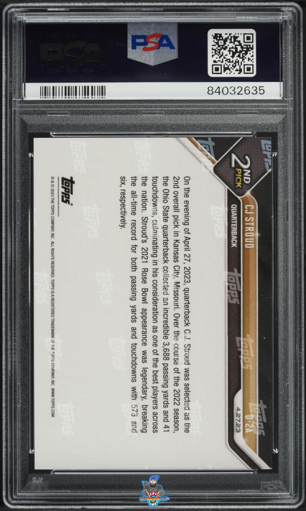 Back of 2023 Topps Now Autograph Silver CJ Stroud #D2AG /199