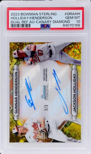 2023 Bowman Sterling Gunnar Henderson/Jackson Holliday Dual Autograph Canary Diamond Refractor