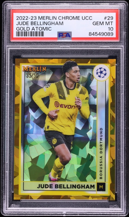 2022 Topps Merlin Chrome UEFA Club Competitions Gold Atomic Jude Bellingham #29