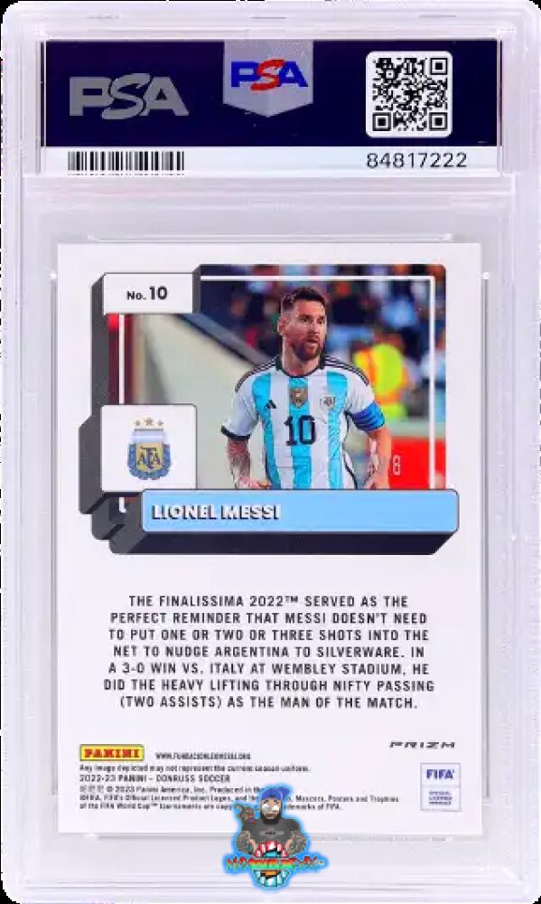 Back of 2022 Panini Donruss Optic Dragon Lionel Messi #10 /8