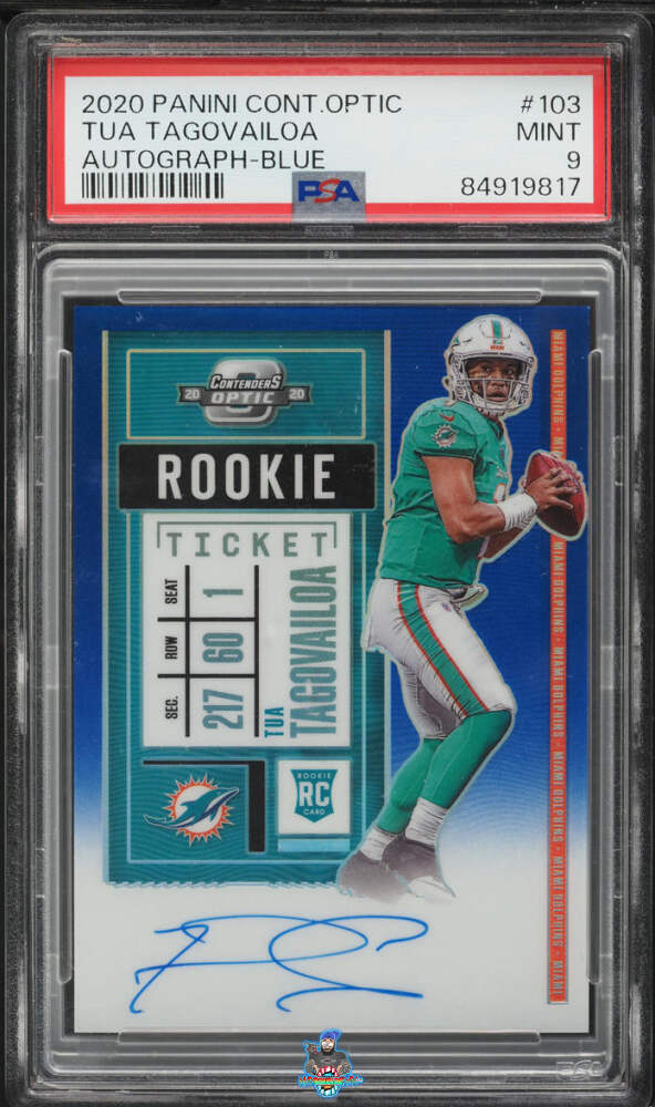 2020 Panini Contenders Optic Rookie Ticket Autograph Blue Tua Tagovailoa #103 /75