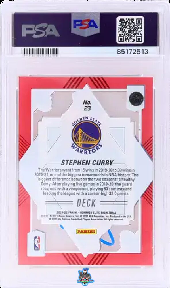 Back of 2021 Panini Donruss Elite Deck Asia Red Stephen Curry #23