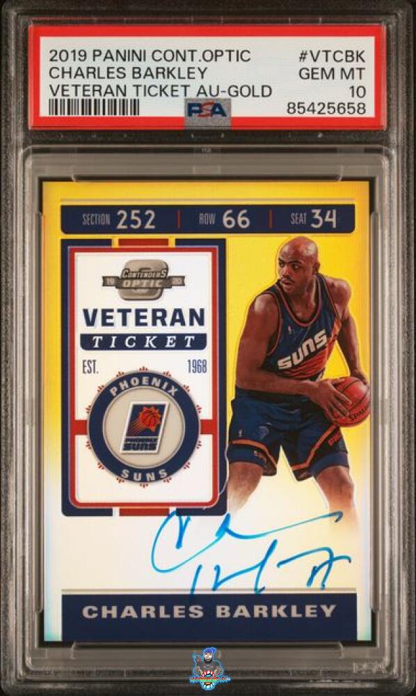 2019 Panini Contenders Optic Veteran Ticket Autograph Gold Charles Barkley #VT-CBK /10