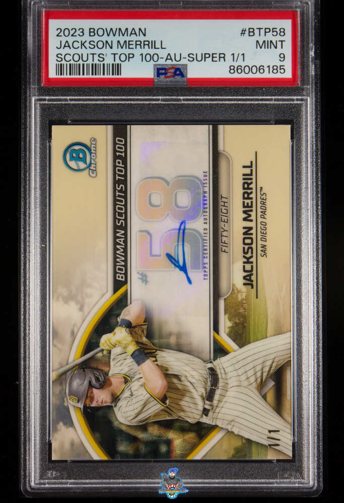 2023 Bowman Chrome Scouts Top 100 Superfractor Jackson Merrill #BTP58 /1