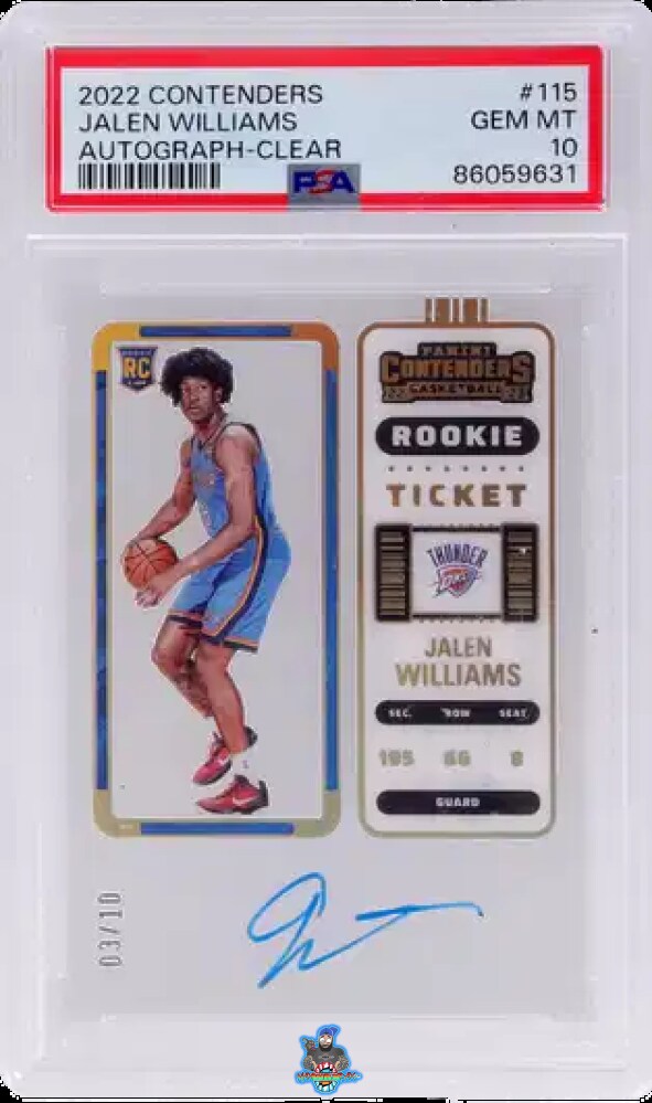 2022 Panini Contenders Clear Rookie Ticket Autograph Jalen Williams #115 /10