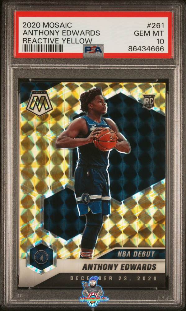 2020 Panini Mosaic Reactive Yellow Mosaic Prizm Anthony Edwards #261