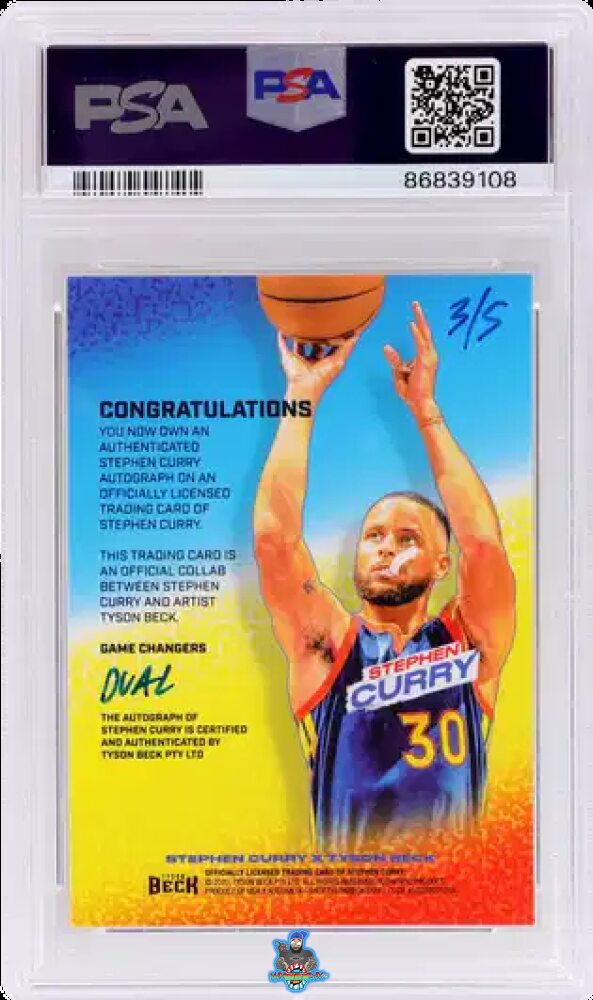 Back of 2021 Stephen Curry X Tyson Beck Icon Dual Autographs Stephen Curry/Tyson Beck /5