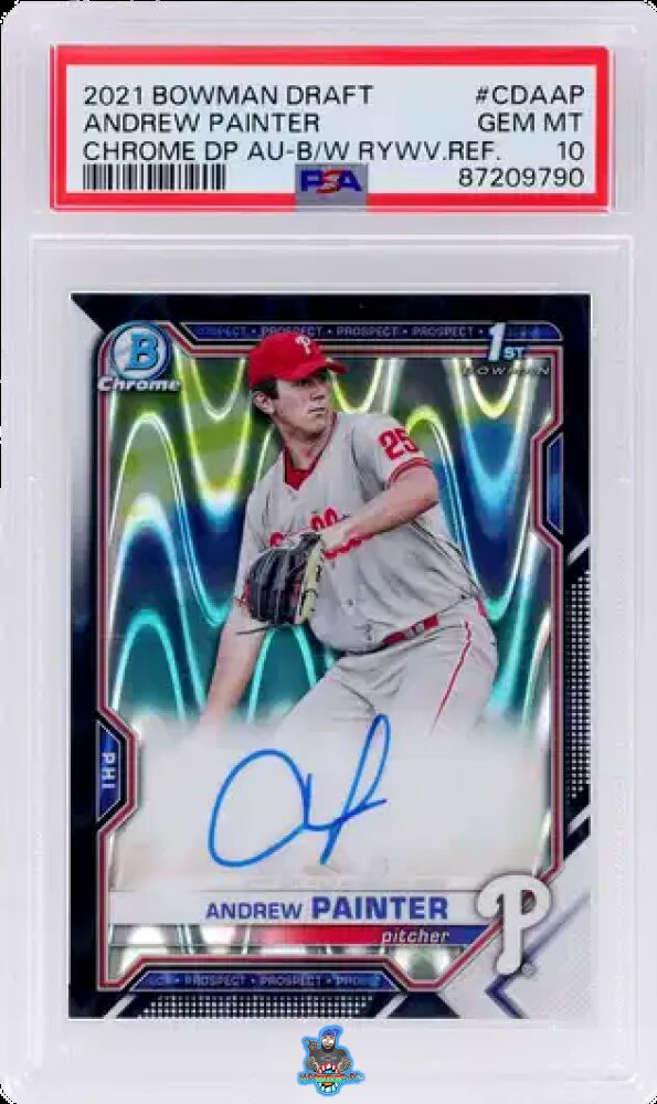 2021 Bowman Draft Chrome Autograph Black and White Raywave Refractor Andrew Painter #CDAAP